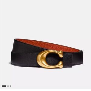 Coach - Brown/Black Reversible Belt with Gold Buckle